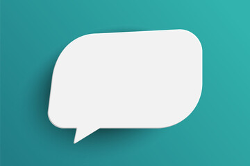 White rectangle speech bubble on green background