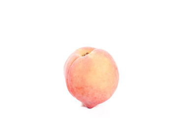 Fresh Ripe Peach Fruit Isolated on White Background - Summer Healthy Food Photography