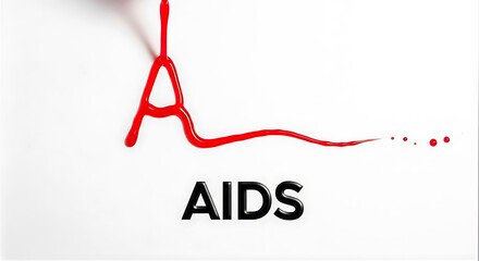 Aids awareness concept with red marker drawing the aids ribbon isolated