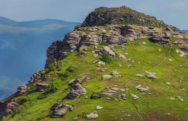 Summer Mountain Landscape with Walking Footpath