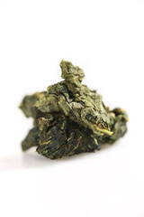 Dried Mulberry Leaves for Healthy Herbal Tea Recipe on White Background