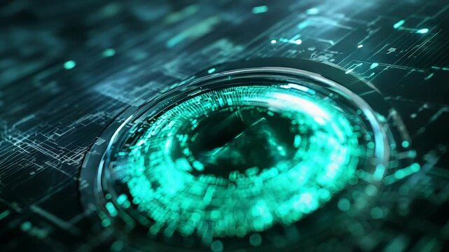 Artificial intelligence eye scanner watching digital data - Powered by Adobe