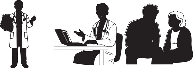 Doctor explaining heart health consulting with patients using technology for diagnosis and treatment in a modern healthcare setting