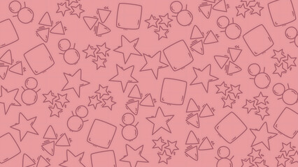 Playful pink doodle background pattern with star triangle square and circle