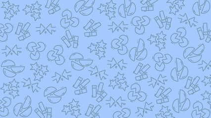 Doodle Pattern with Stars Arrows and Shapes on Blue Background