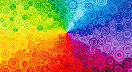 Psychedelic Rainbow Swirls Pattern Background with Concentric Circles abstract colorful