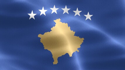 3D-Illustration of a Kosovo flag - realistic waving fabric flag.