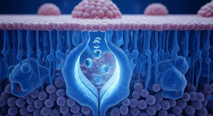 Close-Up of Human Skin with Epidermis and Dermis Layers Showing Skin Cells and Structures in Digital Illustration