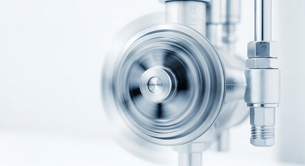 Close-Up of Industrial Machine Parts with Blurred Motion Effect in a Modern Manufacturing Facility
