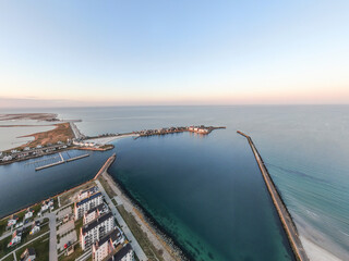 Aerial Drone View of Olpenitz Harbor - Luxury Holiday Homes & Marina on Baltic Sea Coastline