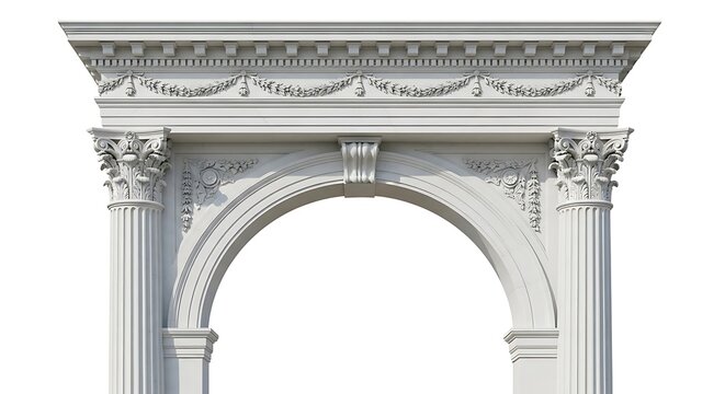 Ornate classical architectural archway with detailed carvings - Powered by Adobe
