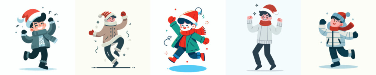 vector man dancing to welcome Christmas