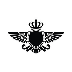 Heraldic Winged Shield Vector Symbol Illustration Protection Security Nobility Honor Power Strength Graphic Design Emblem Sign Icon