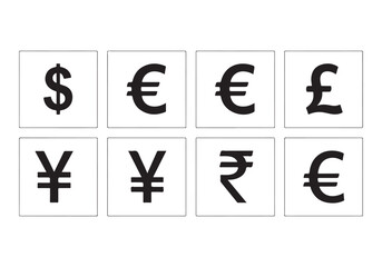 Set of Flat Business Icons, money signs - stock vector Sharp and minimal vector design