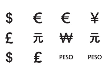 Set of Flat Business Icons, money signs - stock vector Sharp and minimal vector design