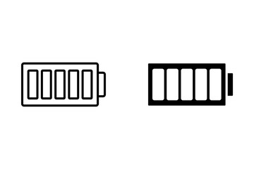 Battery icons set on isolated background. Isolated black smartphone battery level indicator icons. Battery icons set for your design. Vector EPS 10