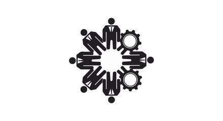 Diverse team working together in harmony, representing collaboration and shared goals within a company.