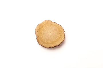 Licorice Root Cross Section Slice Traditional Chinese Medicine Herbal Therapy Natural Products White Background