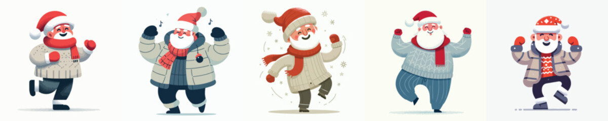vector grandfather dancing to welcome Christmas