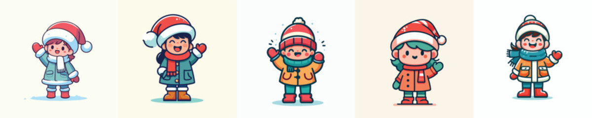 vector little girl say hello christmas happily
