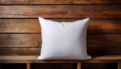 white pillow on rustic wooden headboard
