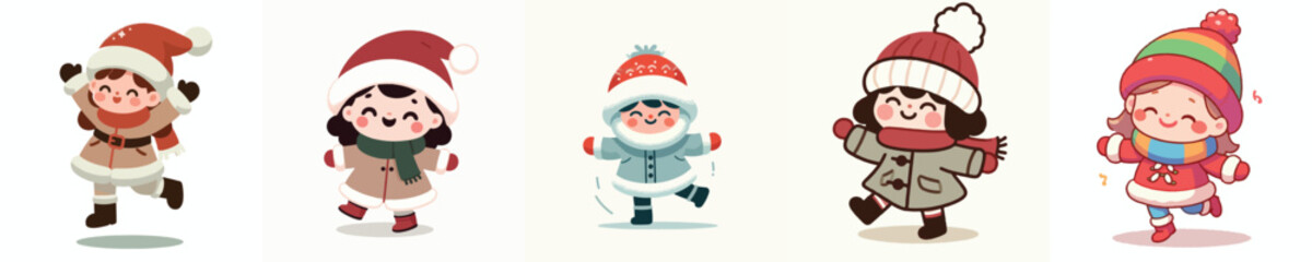 vector little girl dancing to welcome Christmas
