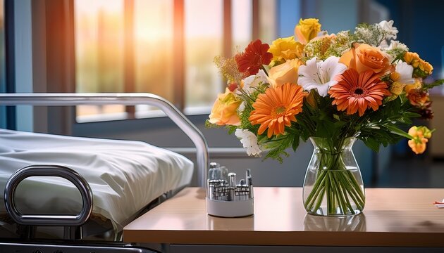 fresh bouquet of flowers in a hospital room enhancing patient healing and comfort experience