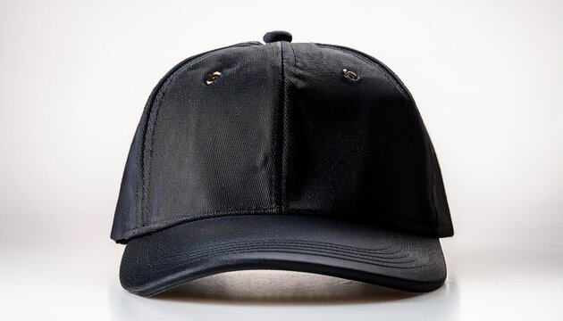 front view of a plain black baseball cap - Powered by Adobe