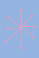 Hand-drawn snowflake on a light blue background
