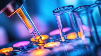 Close up of an ELISA plate being tested in a laboratory setting