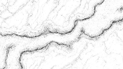 Black and white abstract topographic map texture with contour lines and dots background