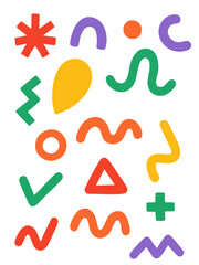 A colorful vector icon set of ABC alphabet letters and words for children's school education, spelling, and learning with fridge magnets