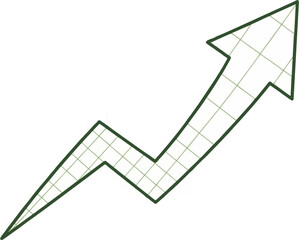 A stylized green arrow pointing upwards, representing growth and progress.