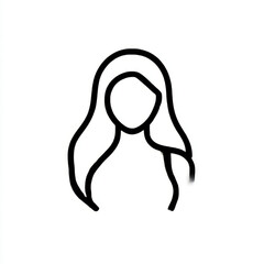  Female user profile icon, black and white, avatar symbol for social media or contact 