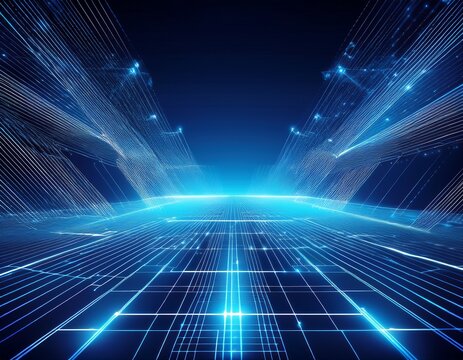 abstract blue light grid background with glowing lines and futuristic design for technology and science concepts