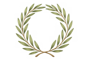 Laurel wreath made of olive branches representing success, achievement, and triumph, with a transparent background