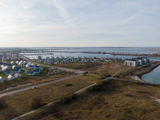 Aerial Drone View of Olpenitz Harbor - Luxury Holiday Homes & Marina on Baltic Sea Coastline