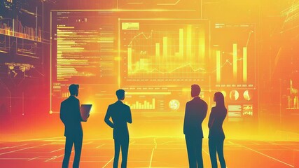 Business team analyzing data visualization and financial charts - Powered by Adobe