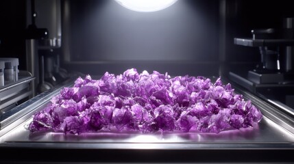 Purple Crystals Under Microscope Revealing Cellular Structures