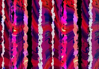 Vivid Abstract Striped Pattern with Wavy Red, Pink, and Purple Textured Lines and Dynamic Artistic Motion. Illustration