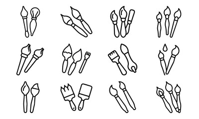 Creative Education and Art Icons Collection – Line Art Set Featuring Music, Theatre, Science, Painting, and Learning Tools for Schools and Online Education Design