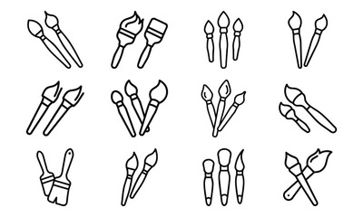 Creative Education and Art Icons Collection – Line Art Set Featuring Music, Theatre, Science, Painting, and Learning Tools for Schools and Online Education Design