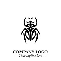 Beetle Logo Symbol in Black on the White Background with Simple Modern Insect Design
