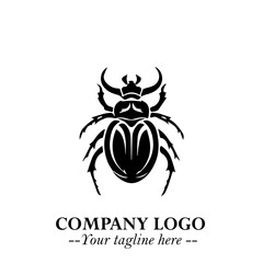 Beetle Logo Symbol in Black on the White Background with Simple Modern Insect Design