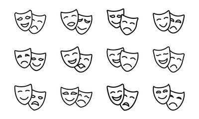 Creative Education and Art Icons Collection – Line Art Set Featuring Music, Theatre, Science, Painting, and Learning Tools for Schools and Online Education Design