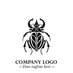 Beetle Logo Symbol in Black on the White Background with Simple Modern Insect Design