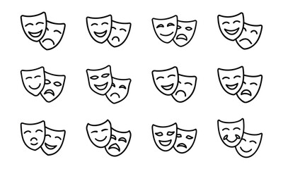 Creative Education and Art Icons Collection – Line Art Set Featuring Music, Theatre, Science, Painting, and Learning Tools for Schools and Online Education Design