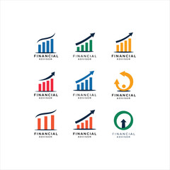 Financial Advisor Logo Set – Business Growth, Investment Success, Finance Chart, and Corporate Development Icons Collection