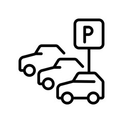 Obraz premium Rental car parking spot outline icon. Symbol, logo vector illustration.