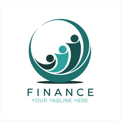 Obraz premium Finance Company Logo with Abstract People and Circle Symbol Representing Growth, Teamwork, and Success